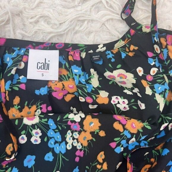 Cabi Carefree Women’s Cami Top Black Colorful Floral Print Tank Top Size Small - Picture 4 of 12